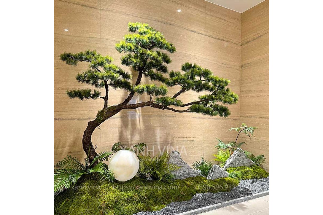 tiểu cảnh cây tùng giả